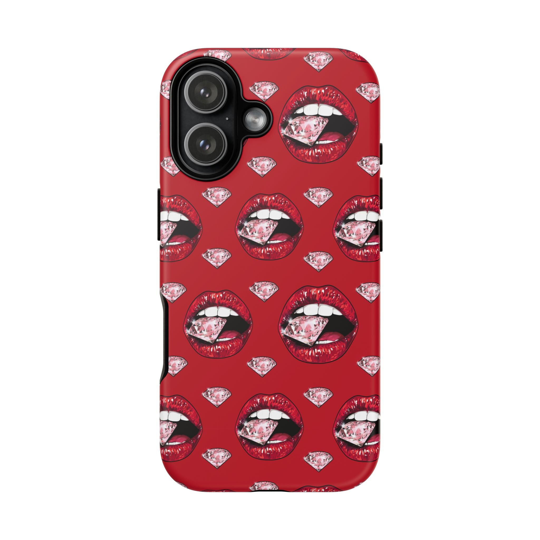 Phone Cases, Playful Lips and Diamonds Design, Fashion-Forward Protection, Trendsetter Gift, Birthday Valentine's Day Gift, Tough Case,