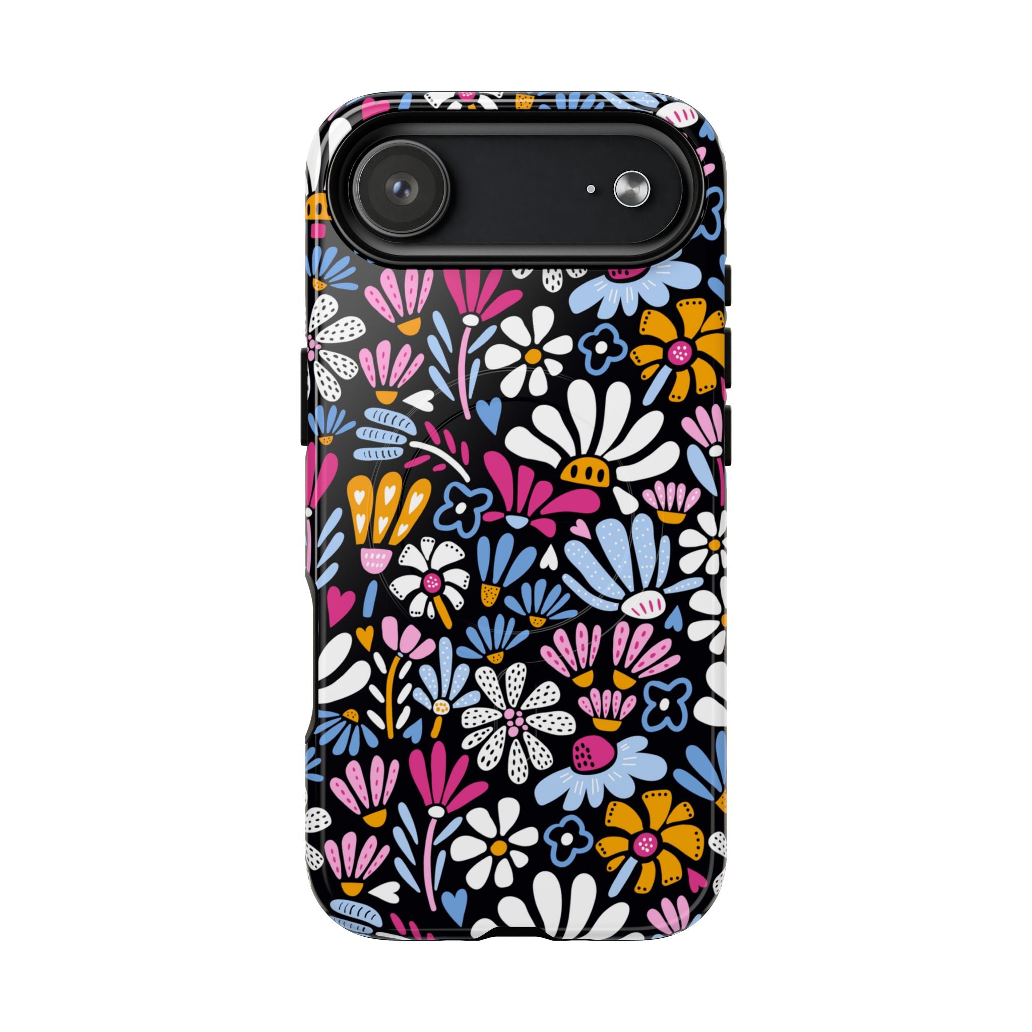 Colorful Floral Phone Case - Retro Flower Pattern, Bold Aesthetic Cover, Vintage Design, Fun Trendy Accessory, Magsafe