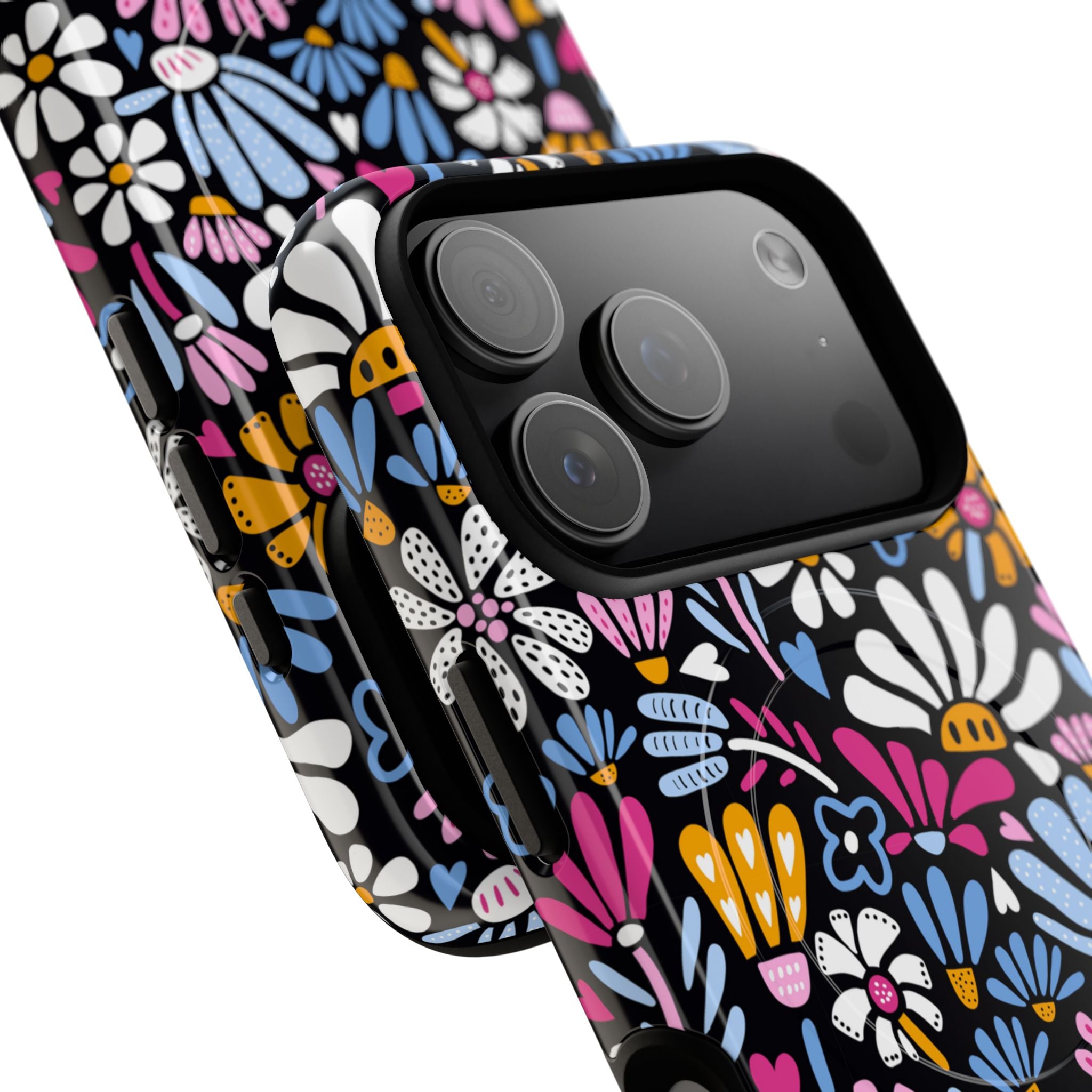 Colorful Floral Phone Case - Retro Flower Pattern, Bold Aesthetic Cover, Vintage Design, Fun Trendy Accessory, Magsafe