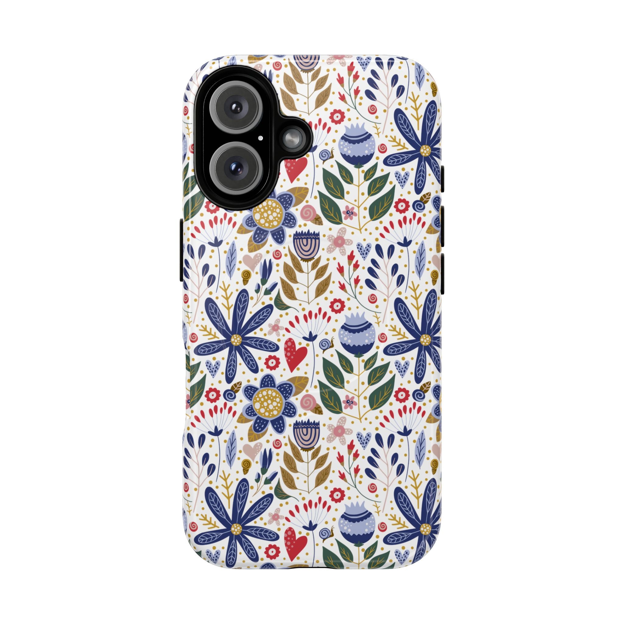 Floral Tough Magnetic Phone Case, Durable Phone Cover, Stylish Phone Accessory, magsafe, Vivid Floral Design