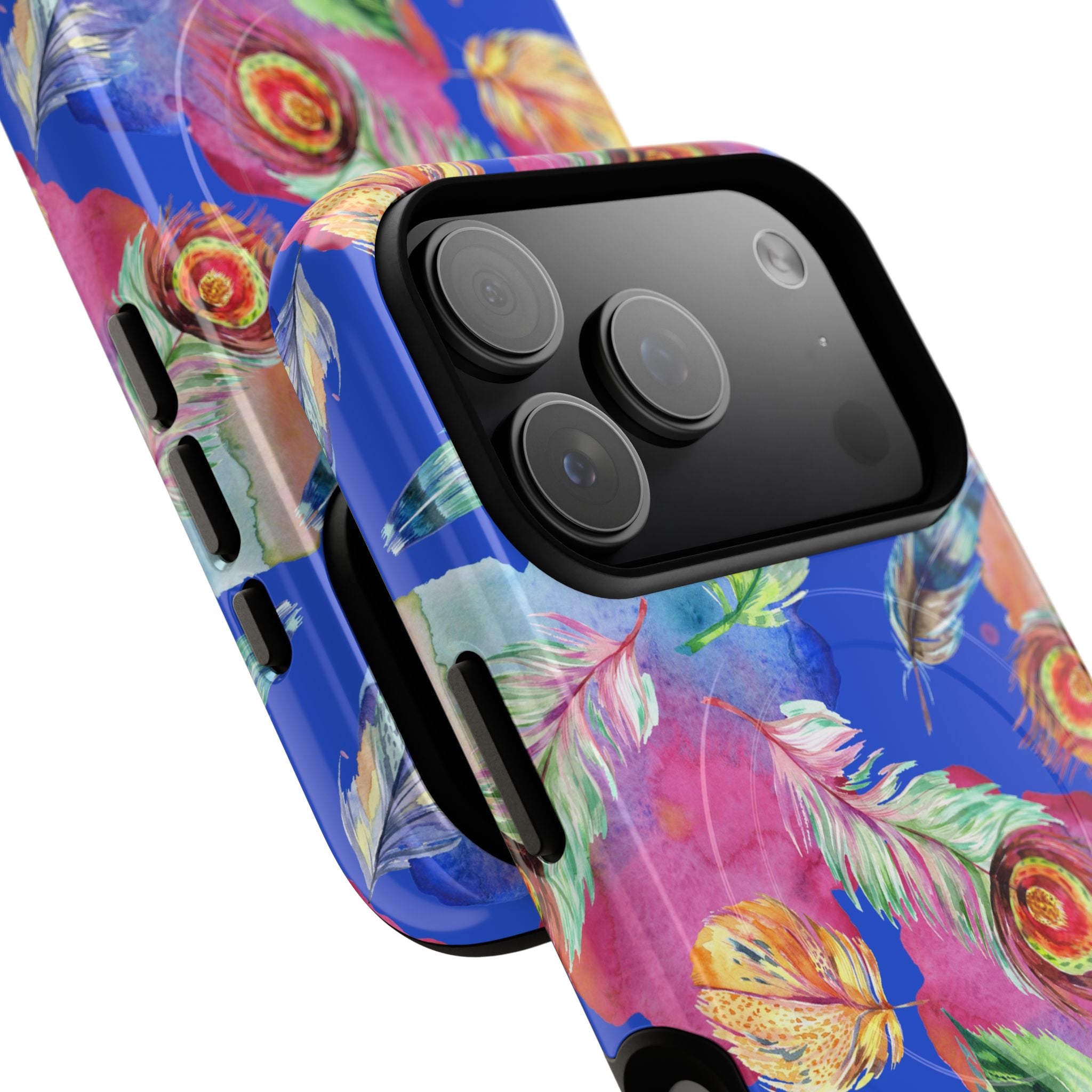 Boho Feather | Colorful Watercolor Pattern Protective Cover for iPhone, Free Spirit, Artistic, Bohemian, magsafe