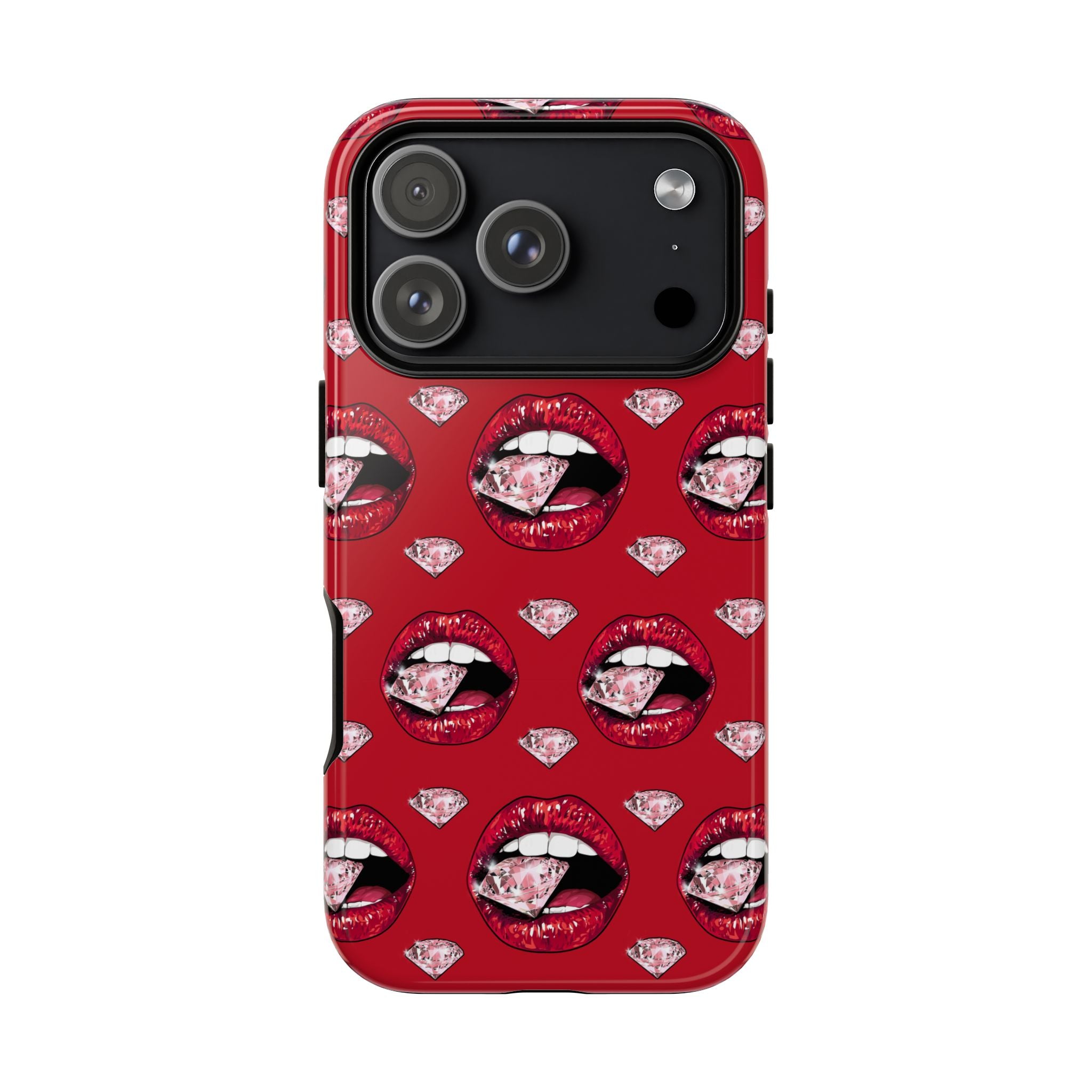 Phone Cases, Playful Lips and Diamonds Design, Fashion-Forward Protection, Trendsetter Gift, Birthday Valentine's Day Gift, Tough Case,