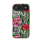 Wild Bloom Phone Case, Floral Zebra Print Fashion Design, Magsafe Case