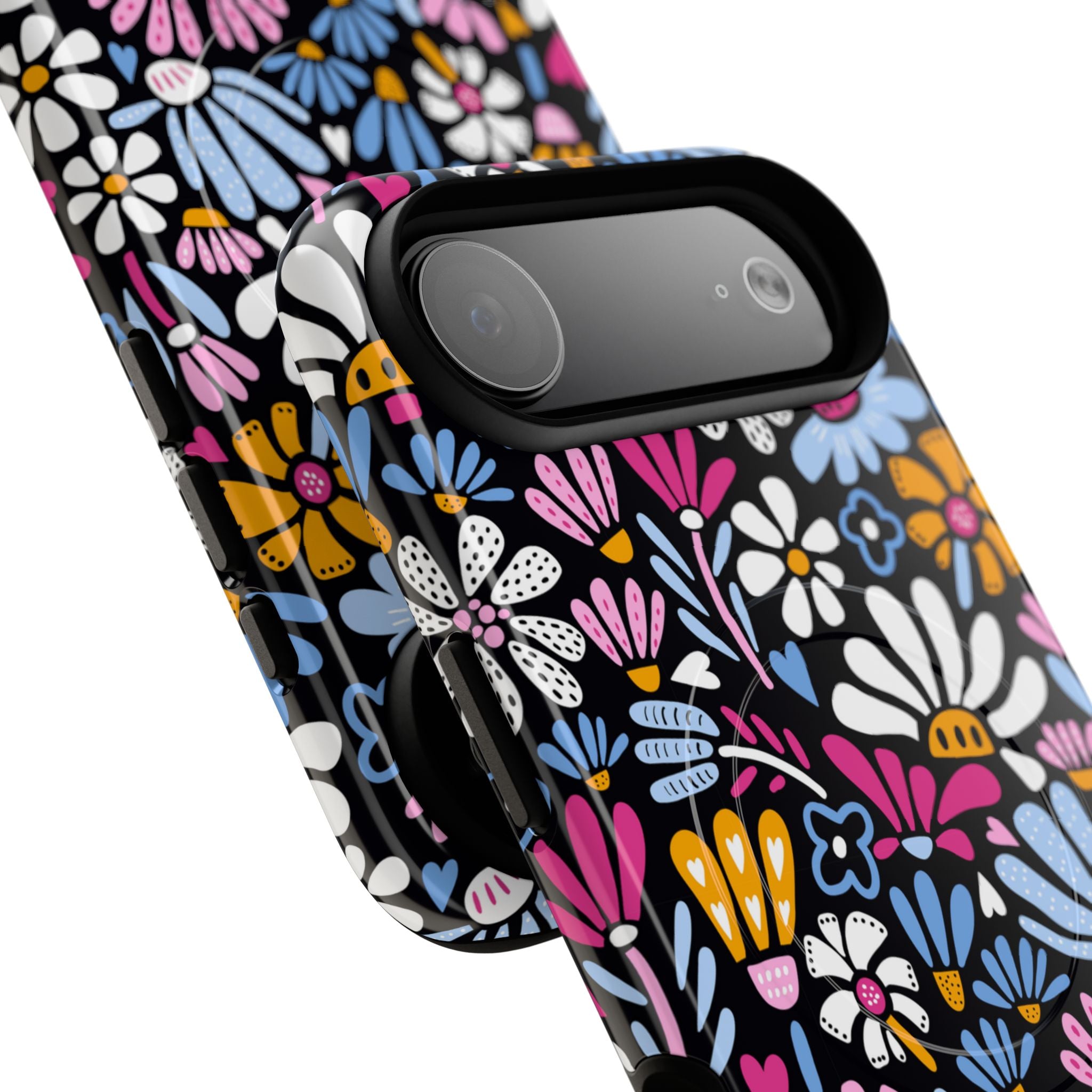 Colorful Floral Phone Case - Retro Flower Pattern, Bold Aesthetic Cover, Vintage Design, Fun Trendy Accessory, Magsafe