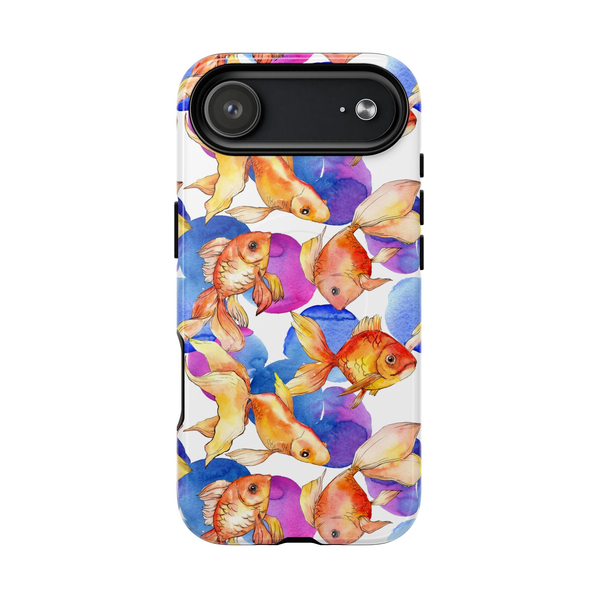 Watercolor Goldfish Phone Case - Vibrant Aquatic Art Design, Magsafe Compatible, Ocean-Inspired Accessory