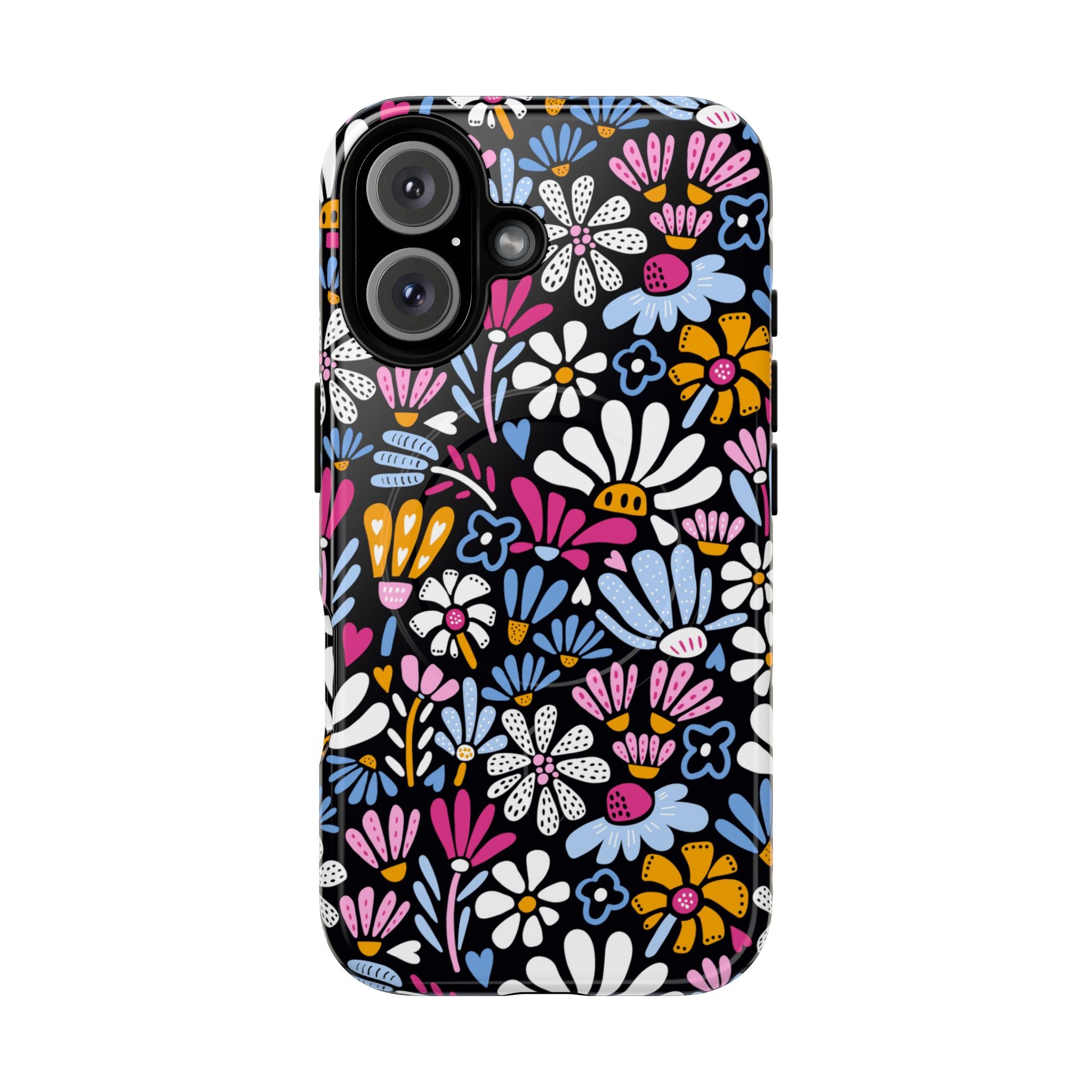 Colorful Floral Phone Case - Retro Flower Pattern, Bold Aesthetic Cover, Vintage Design, Fun Trendy Accessory, Magsafe