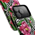 Wild Bloom Phone Case, Floral Zebra Print Fashion Design, Magsafe Case