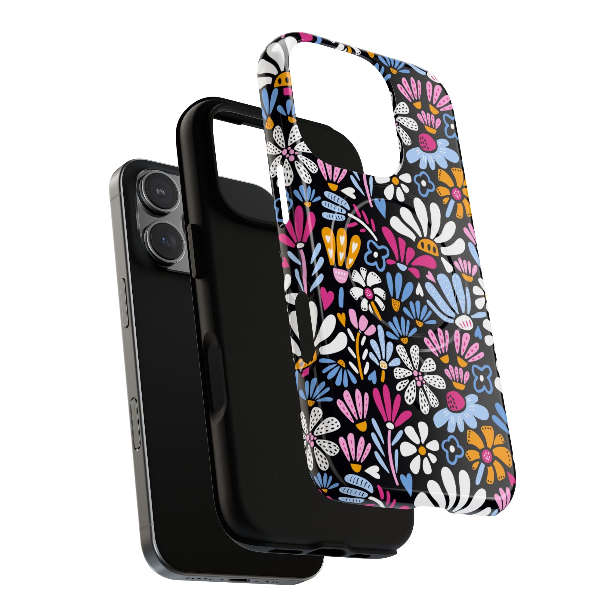 Colorful Floral Phone Case - Retro Flower Pattern, Bold Aesthetic Cover, Vintage Design, Fun Trendy Accessory, Magsafe