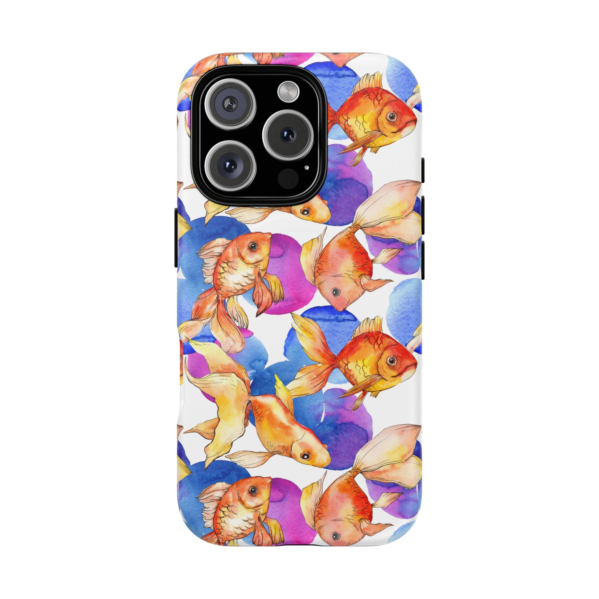 Watercolor Goldfish Phone Case - Vibrant Aquatic Art Design, Magsafe Compatible, Ocean-Inspired Accessory