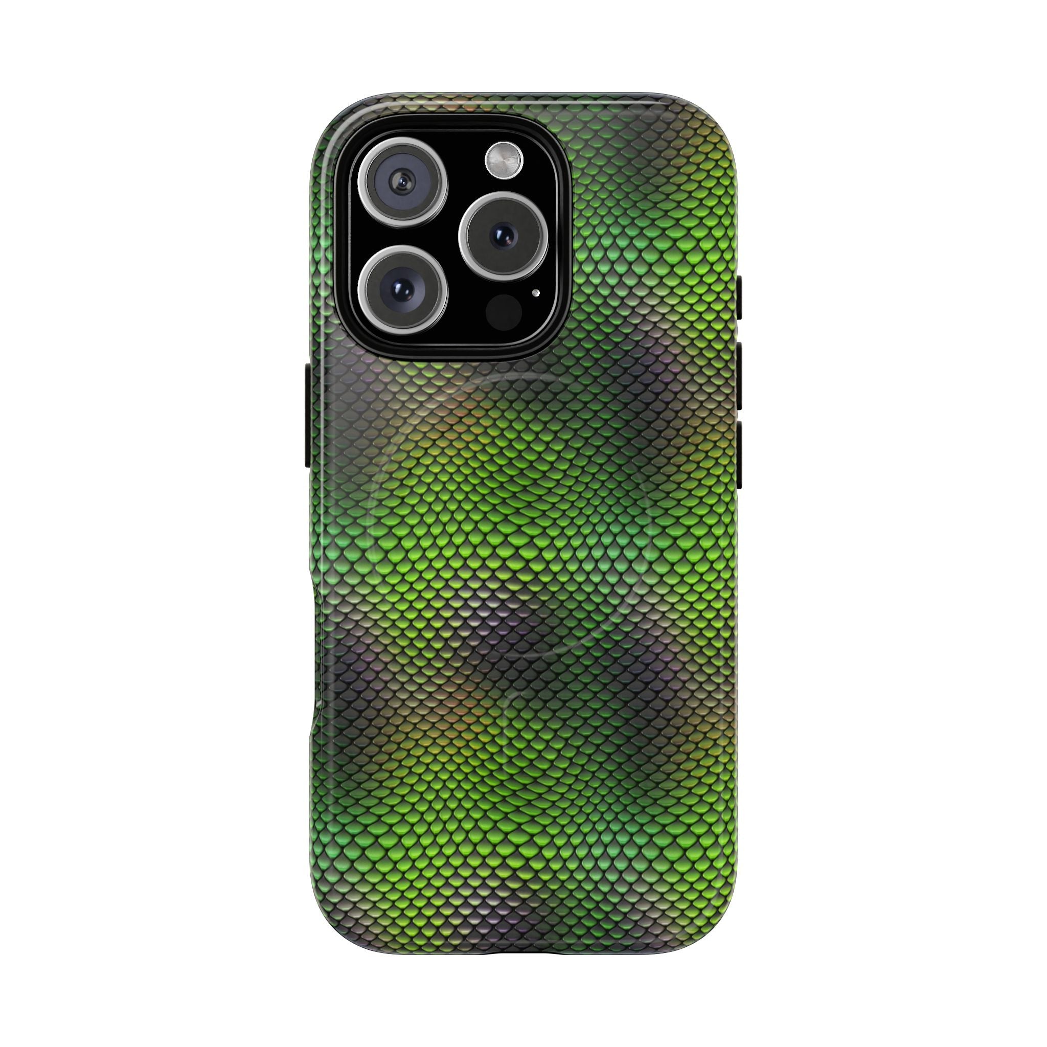 Emerald Scales Phone Case - Green Snakeskin Texture Design, Luxury Reptile, Trendy Animal Print, Magsafe