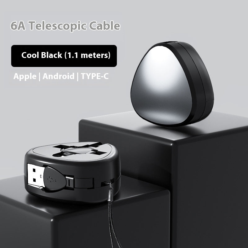 3-in-1 Telescopic Fast Charging Cable – Compact & Travel Friendly