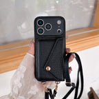 Simple Crossbody Over-the-shoulder Lanyard Leather Phone Case
