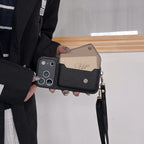 Simple Crossbody Over-the-shoulder Lanyard Leather Phone Case