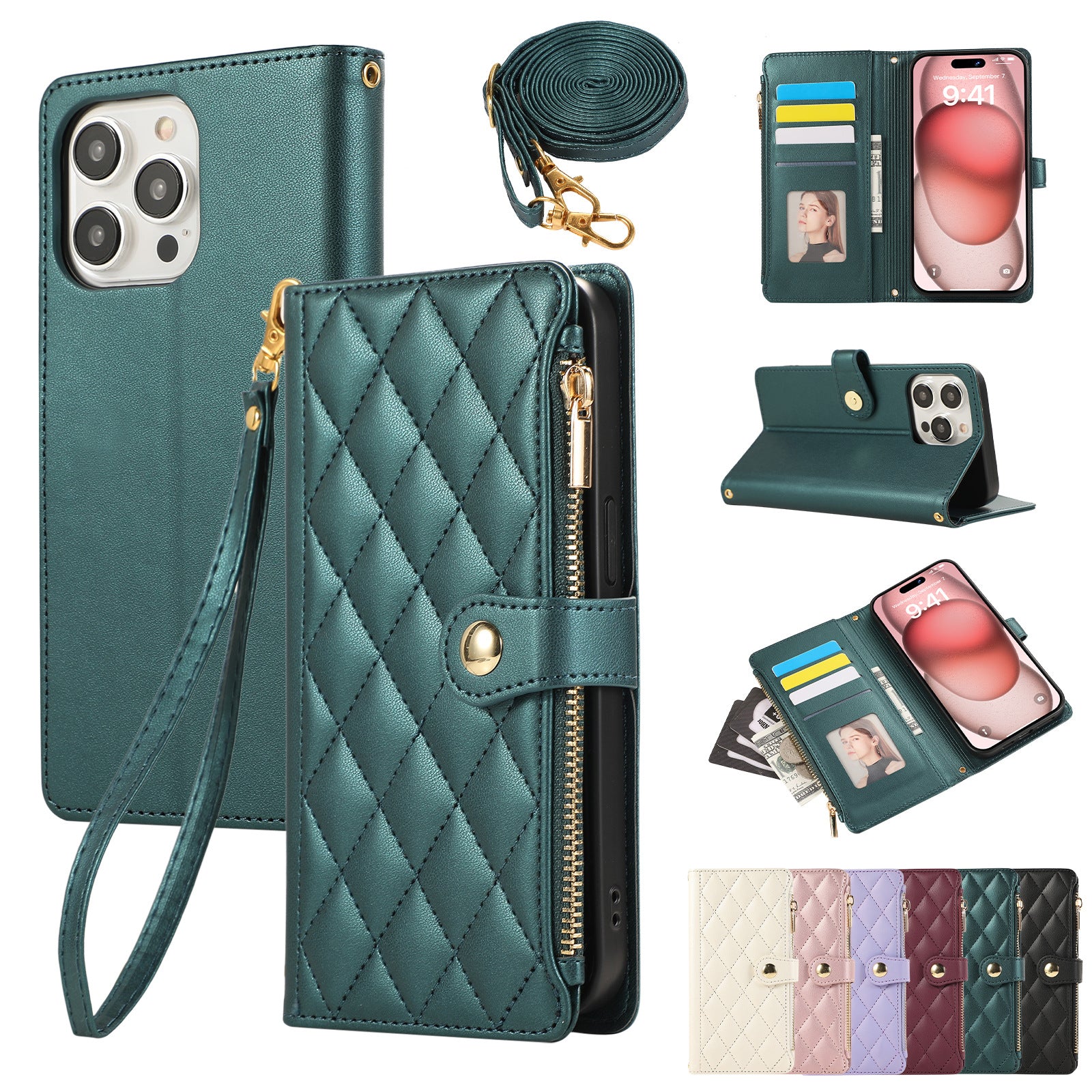 Diamond Chanel's Style Zipper Crossbody Phone Case