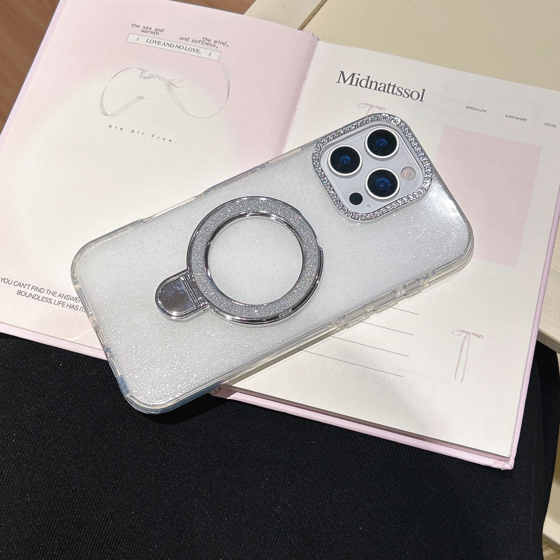 Gradient Glitter Mobile Phone Cases With Rotating Bracket