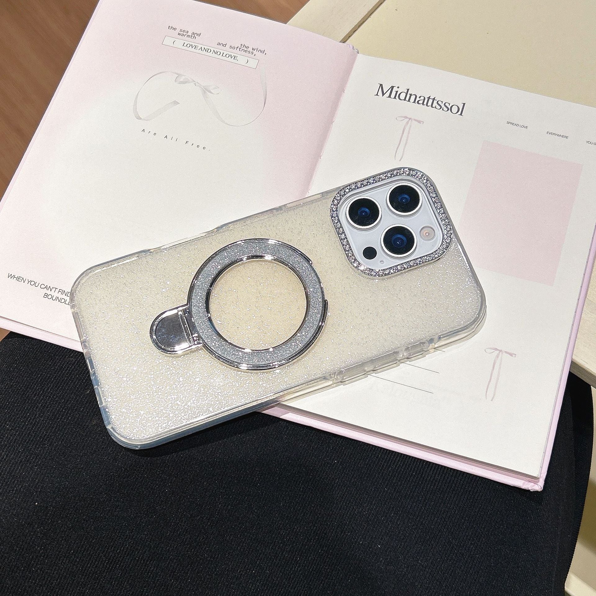 Gradient Glitter Mobile Phone Cases With Rotating Bracket