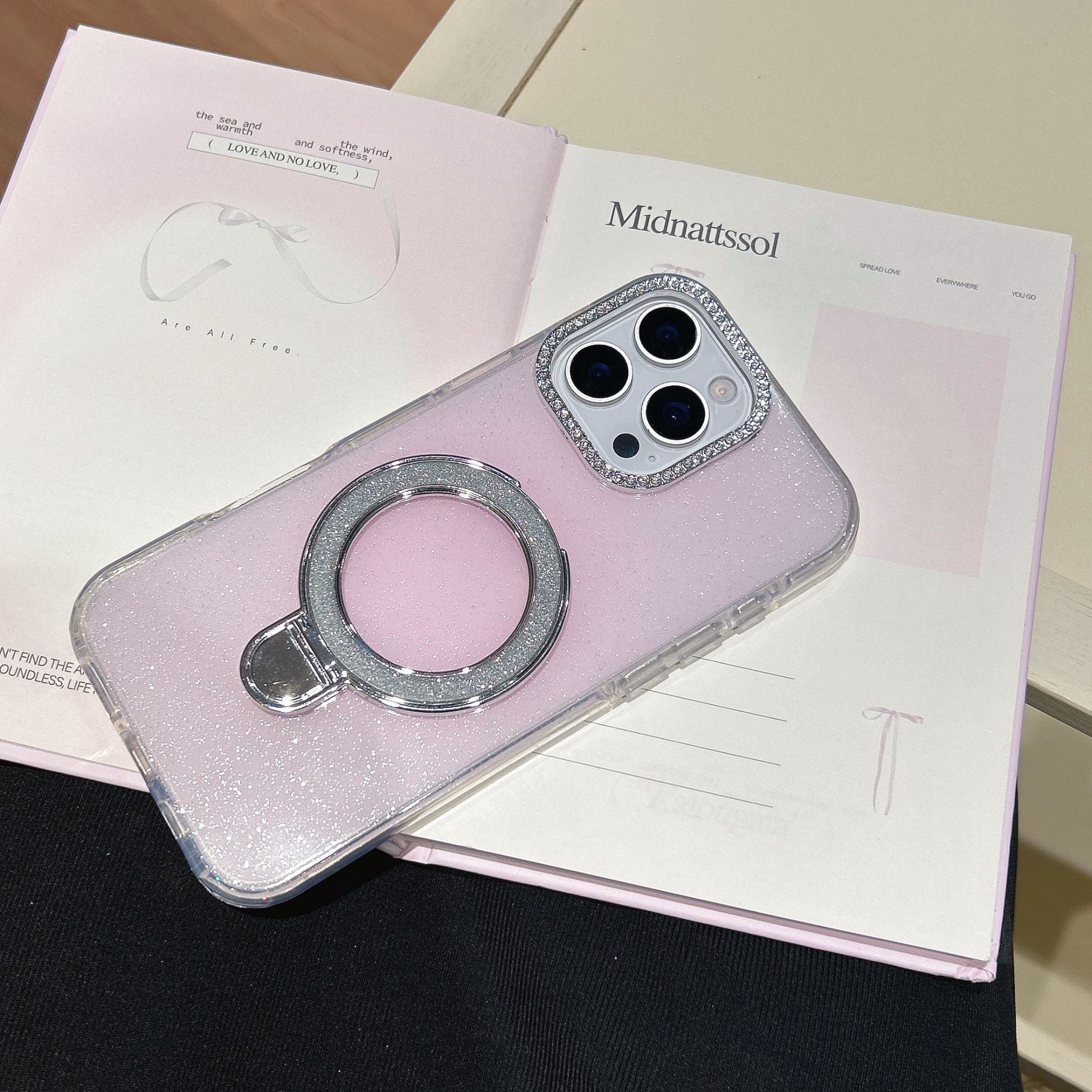 Gradient Glitter Mobile Phone Cases With Rotating Bracket