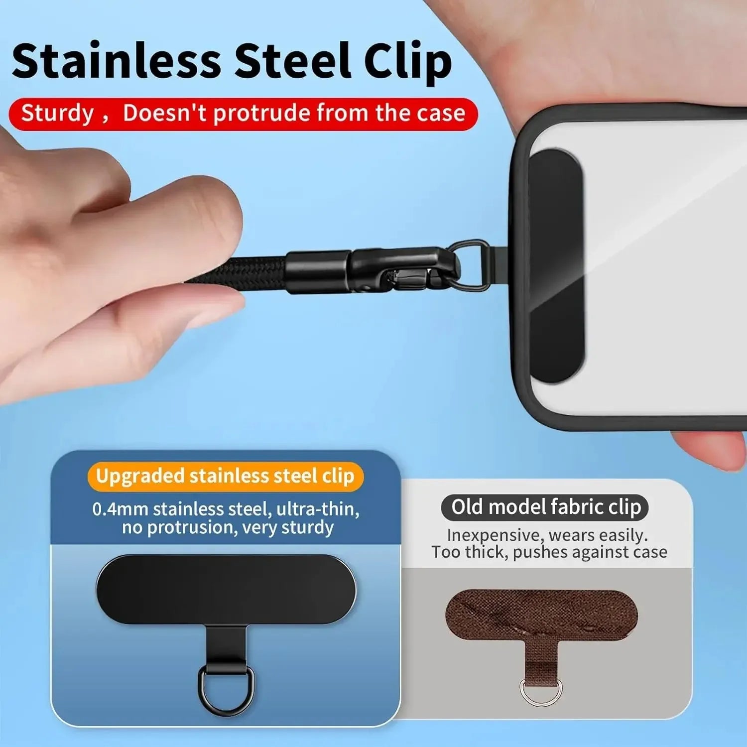 Adjustable Anti-Loss Phone Lanyard Strap – Self-Locking Design with Stainless Steel Clips | Universal Wrist &amp; Neck Rope