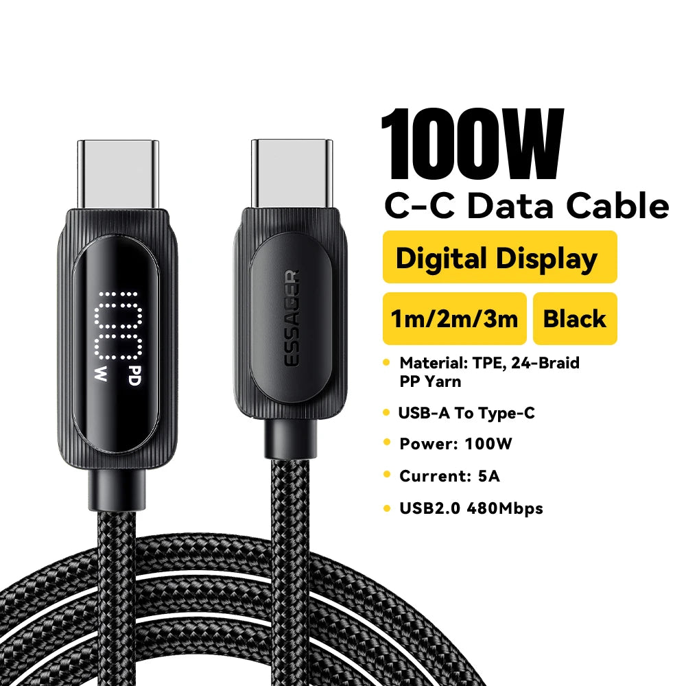 100W USB Type C To USB C Cable for Fast Charging