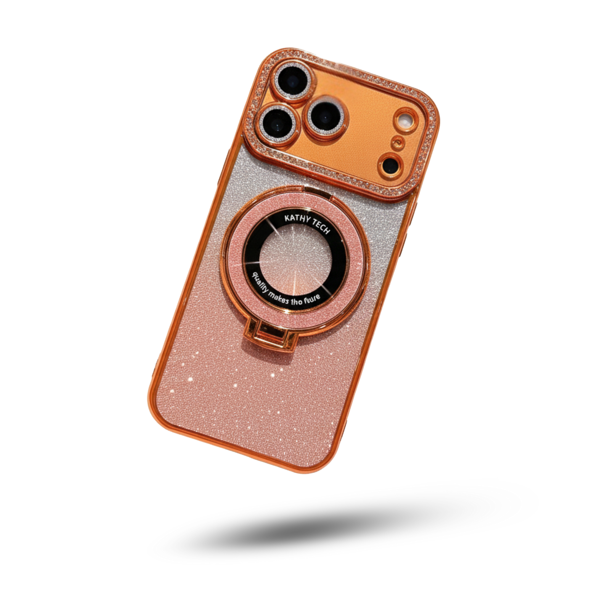 Hand Crafted Glitter iPhone Case: MagSafe Sparkle Cover with Ring Stand