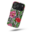 Wild Bloom Phone Case, Floral Zebra Print Fashion Design, Magsafe Case
